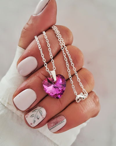Collar Herz Rosa 45cm Ac. Blanco