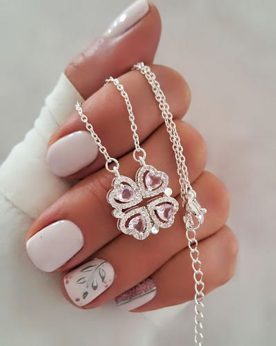 Collar Cleef Rosa Imantado 45-5cm Ac. Blanco 