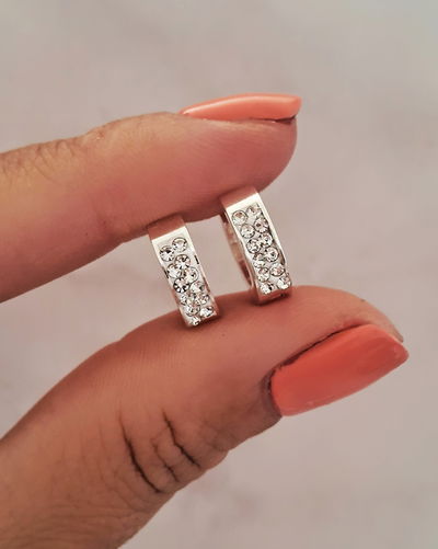 Argollas Cuba Strass 9mm Ac. Blanco 