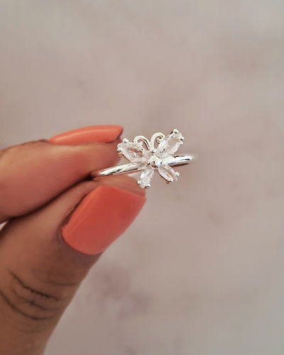 Anillo Mariposa Cubik Ac. Blanco 