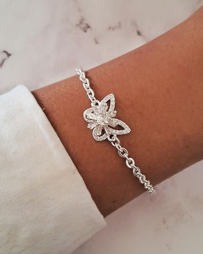 Pulsera Butterfly 18-3cm Ac. Blanco 