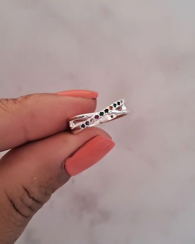 Anillo Midi Lazo Cruzado Ac. Blanco 