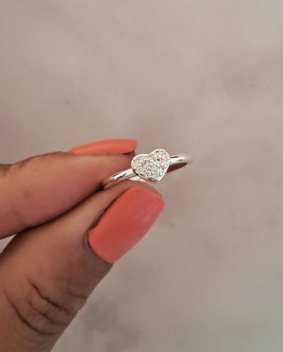 Anillo Midi Corazón Ac. Blanco 