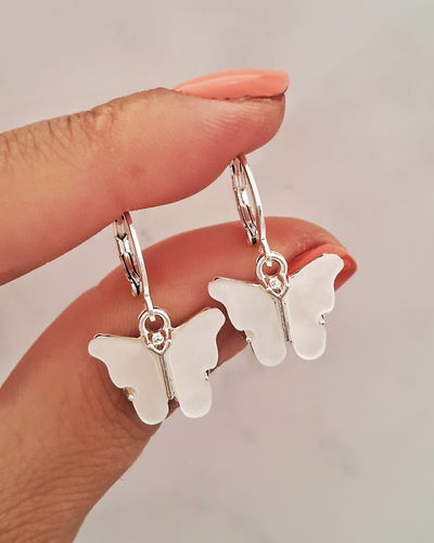 Argollas Mariposa Nacar Blanco Ac. Blanco 
