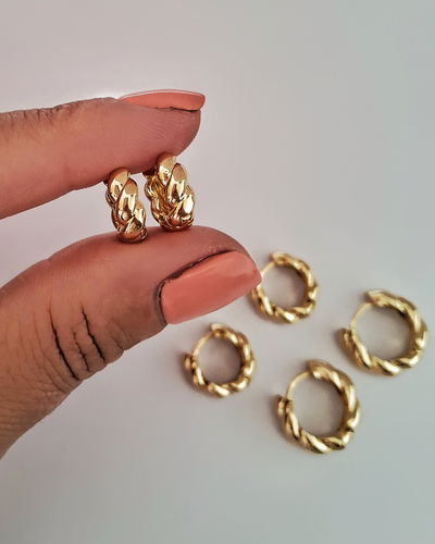 Argollas Cami Torzadas (Elegir Medida) Ac. Dorado 