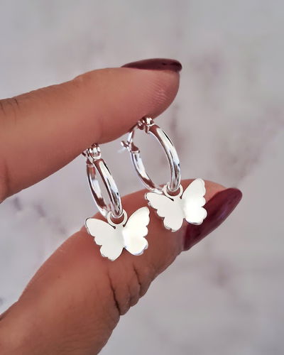 Argollas 1,5cm Butterfly Ac. Blanco 