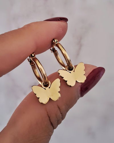 Argollas 1,5cm Butterfly Ac. Dorado 