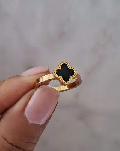Anillo Cleef Negro Ac. Dorado