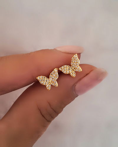 Aros Mariposa Shine Ac. Dorado 