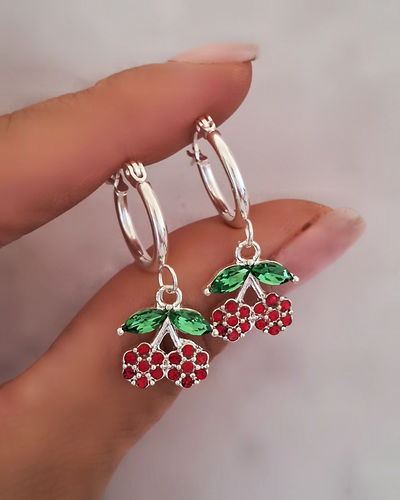 Argollas 1,5cm Cherry Color Ac. Blanco 