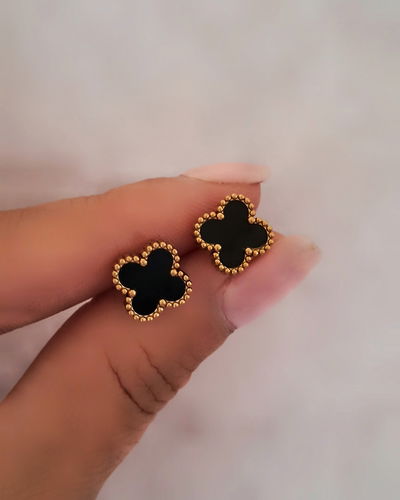 Aros Trébol Nácar Negro Ac. Dorado 