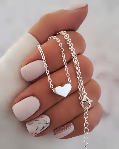 Collar Corazoncito 45-5cm Ac. Blanco 