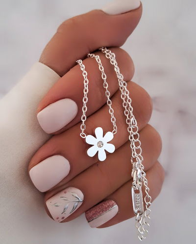 Collar Flor Cubik 40-5cm Ac. Blanco 