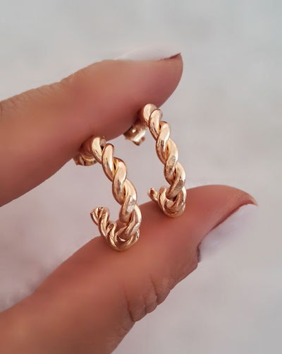 Semi Argollas Torzadas 2,5cm Ac. Dorado 
