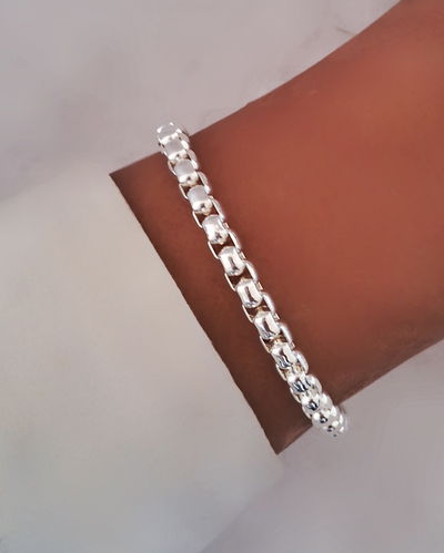 Pulsera Rolo Cuadrado 5x20cm Ac. Blanco 