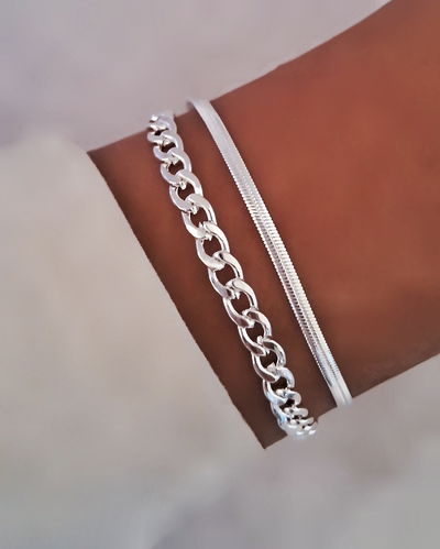 Pulsera Doble Grumet 18-3cm Ac. Blanco 