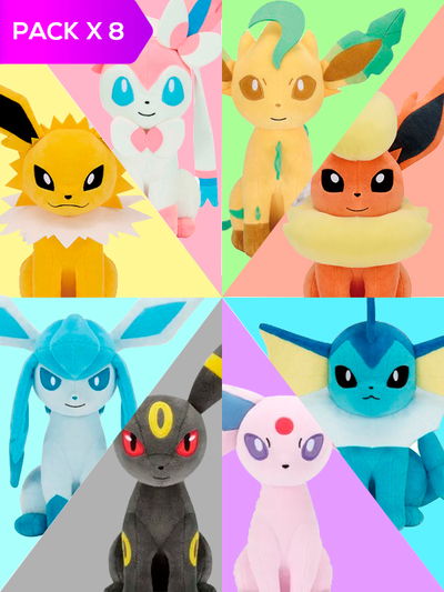 Pack x 8 Peluches Pokemon Eevee Friends BANDAI