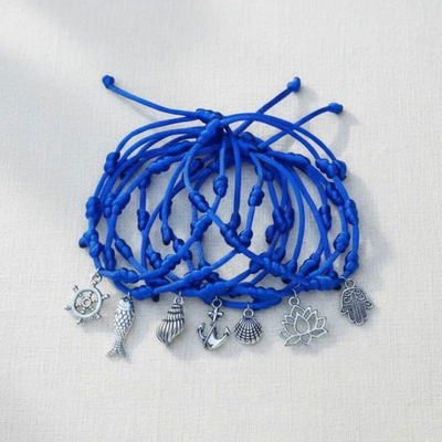 Pulsera 7 Nudos Azul con Dije