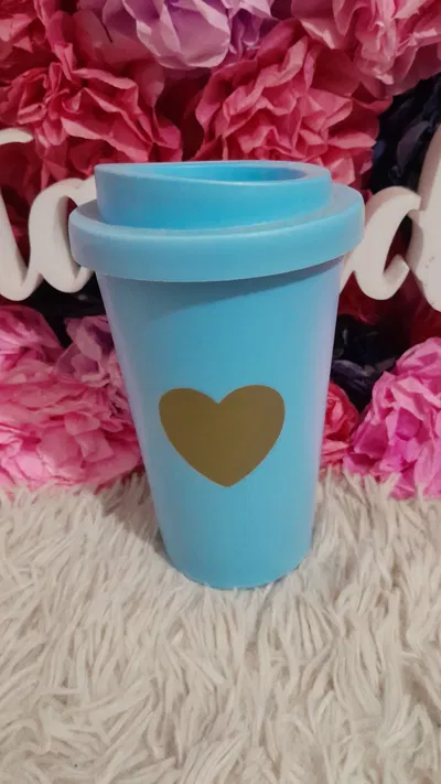 Vaso termico corazón celeste