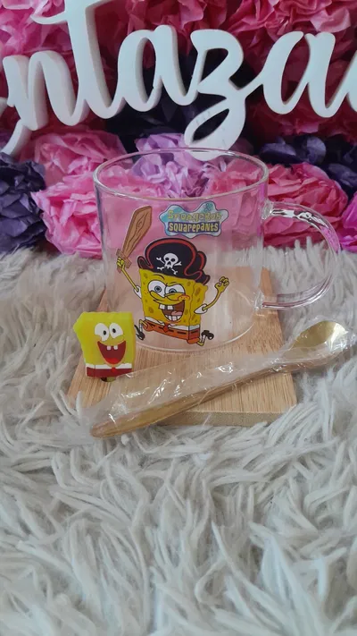 Set taza vidrio Bob esponja 