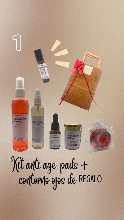 kit anti age, pads mas contorno ojos de regalo