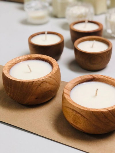 Vela cuenco de madera