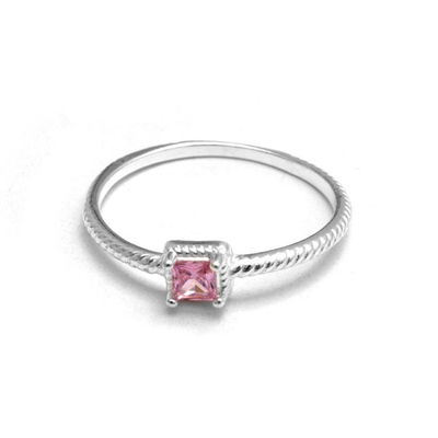 Anillo cubic cuadrado rosa