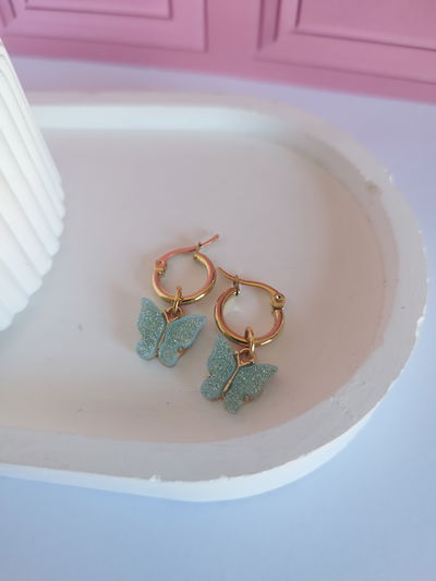 Argolla Butterfly glitter verde