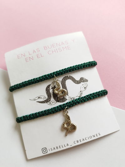 Pulseras para compartir Vivoras verde