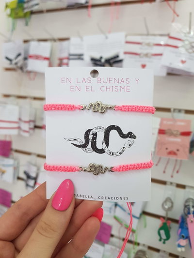 Pulseras para compartir vivoras fucsia