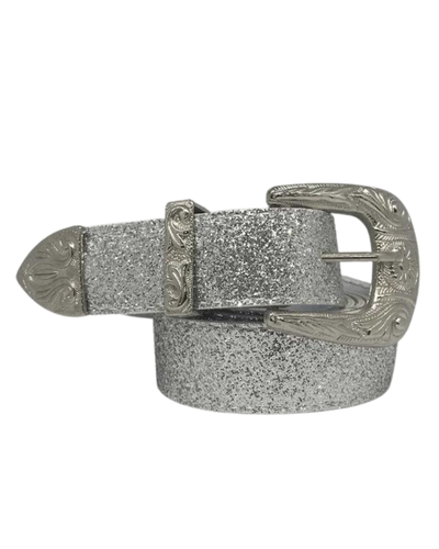 Cinto texano plateado glitter