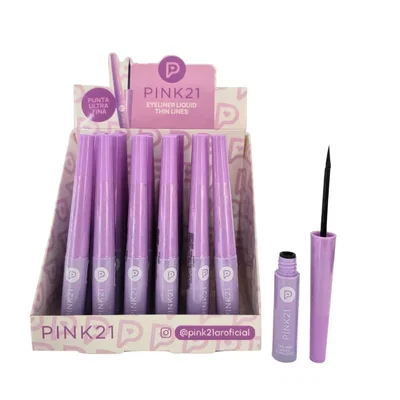 Delineador líquido pincel ultra fino Pink 21 PACK x2