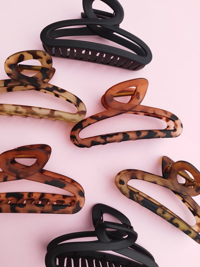 Broche para pelo oval animal print PACK X2