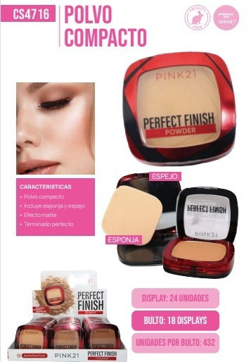 Polvo compacto Perfect finish Pink 21 esponja y espejo