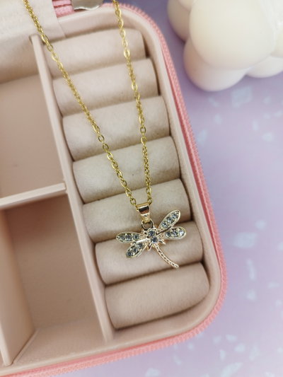 Collar libelula strass dorado
