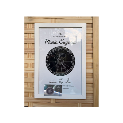 Cuadro de madera de tu Carta Natal personalizada + ID Astrológico.