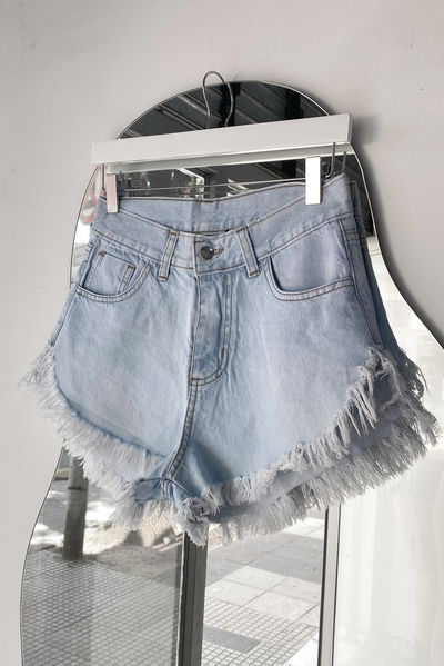 Short Playero celeste denim rigido
