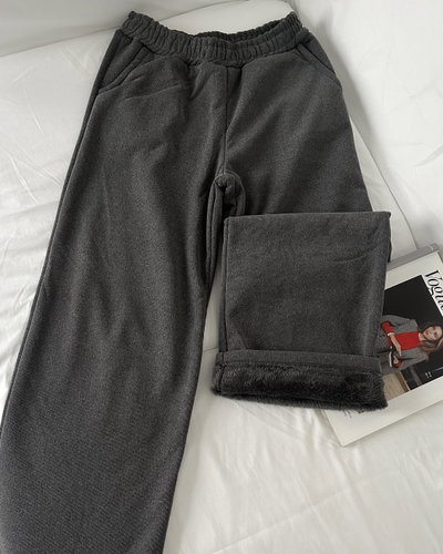 Wide leg darlon con piel