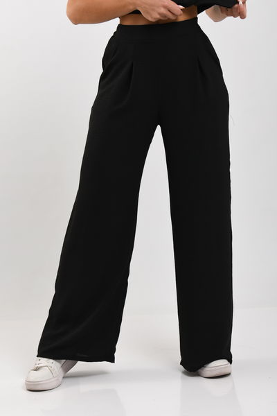 Pantalon wide leg con pinzas y elastico