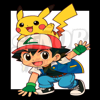 "Ash y Pikachu" Chibi