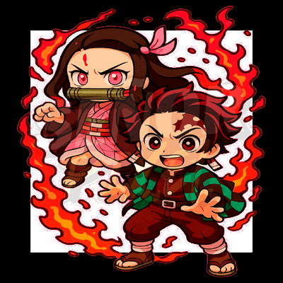 "Tanjiro y Nezuko" Chibi