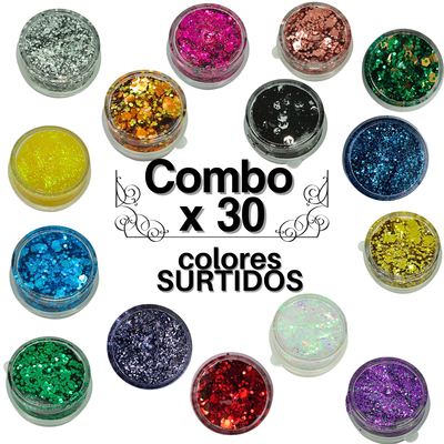 Glitter en gel mini x30 a SURTIDO