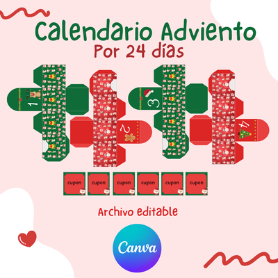Caja adviento 24 días - Editable