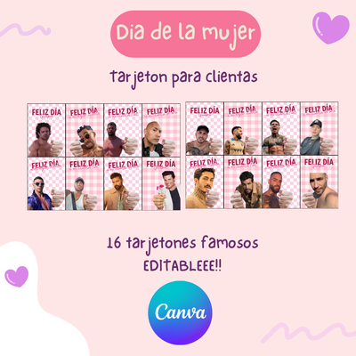 Pack Tarjetones Día de la Mujer – Editable en Canva