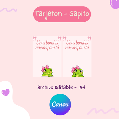 Tarjeton Sapito - Editable