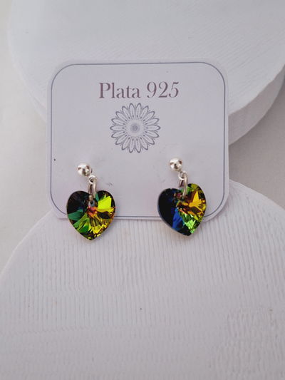Aros cristal verde tornasolado