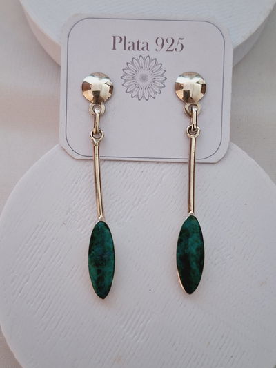 Aros de plata 950 y Nácar verde