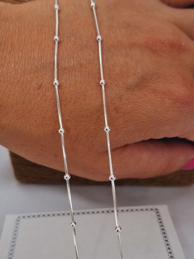 Cadena de plata Cola de Rata bolitas