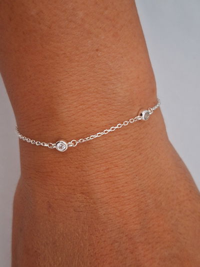 Pulsera de plata importada puntos de luz