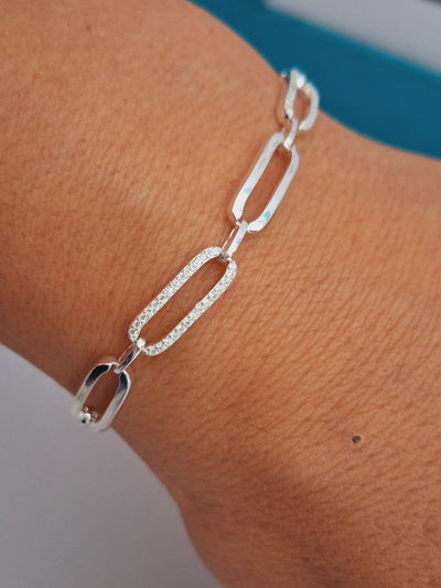 Pulsera Eslabón liso y  Eslabón Micro Pavé